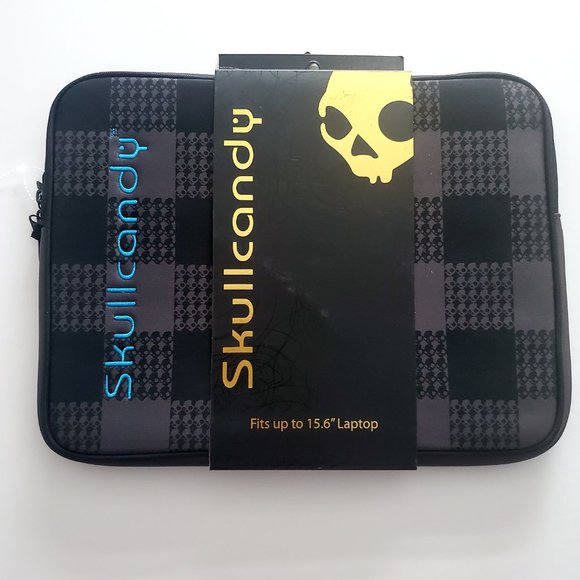 SkullCandy Laptop Sleeve Case SKULLCANDY Checked Houndstooth Design Embroidered - Picture 5 of 8